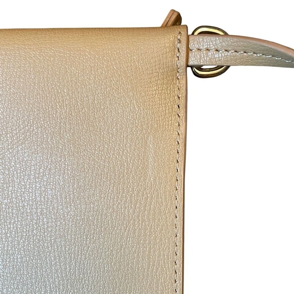Tan Pebbled Leather Wristlet Clutch Pouch Leatherology Minimalist Quiet Luxury - Picture 3 of 8
